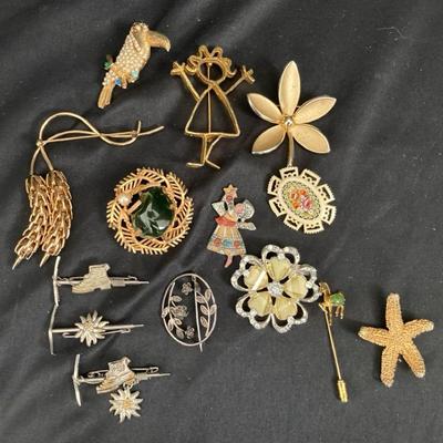 Broaches And Pins By Napier, Castle Cliff, Trifari And Others