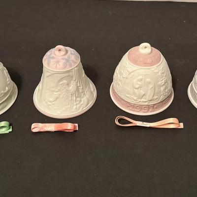 Lot Of 4 Lladró Christmas Bell ornaments
