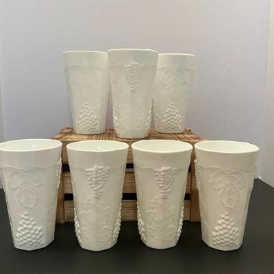 7pc Indiana Colony, Harvest, Milk, Glass Tumblers