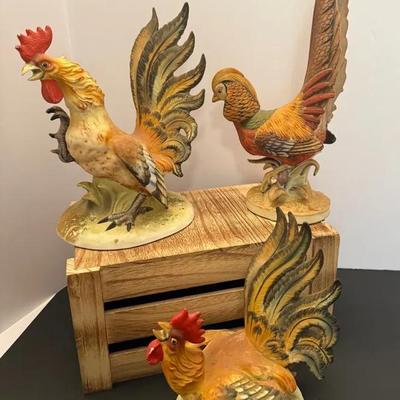 Lefton Rooster Figurines - Lot Of Three