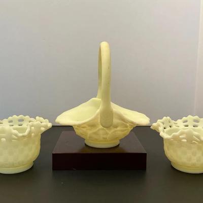 3Pc Fenton Custard Glass