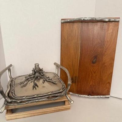 Cutting Board With Knife And Star Bird Aluminum Server