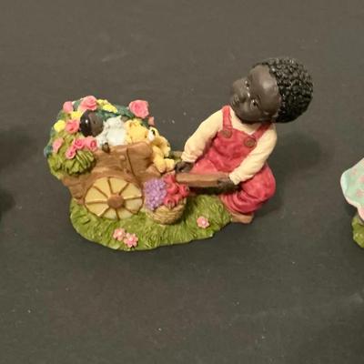 Lot Of 3 Adoreable African Resin Children Figurines