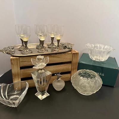 Mixed Lot Of Collectibles Goblet Set, Trinkets, Perfume Bottles