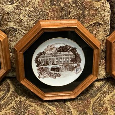Lot Of 3  commemorative collector's plate featuring a sepia-toned illustration