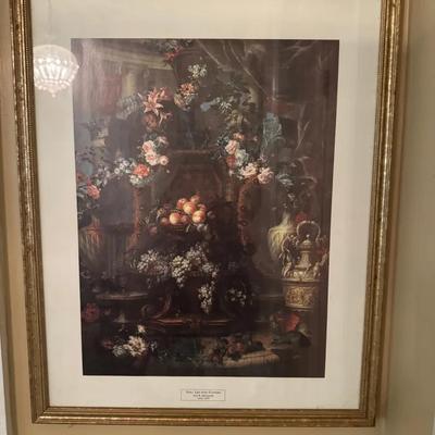 Framed Lovely Still Life Print With Flowers By Jean B Monnoter