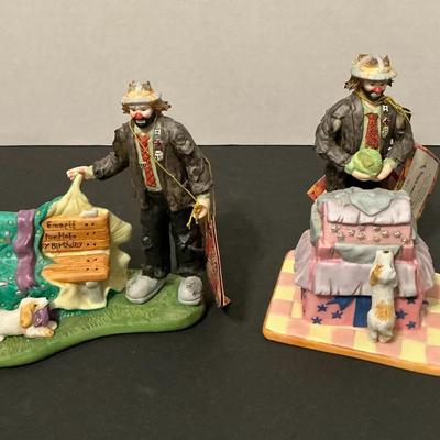 Flambro Collection Emmett Kelly Jr. famous circus clown Set Of 2