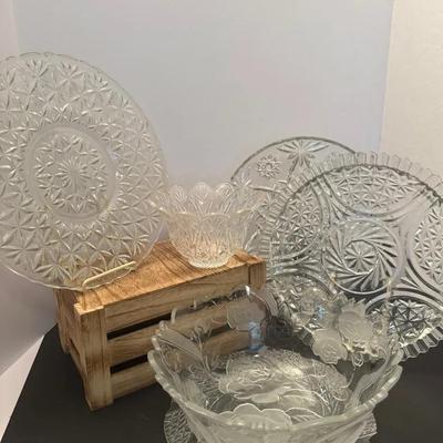 Mixed Lot Die Cut Glass Bowls And Trays