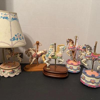 Lot Of 5 Carousel Lamp Music Box