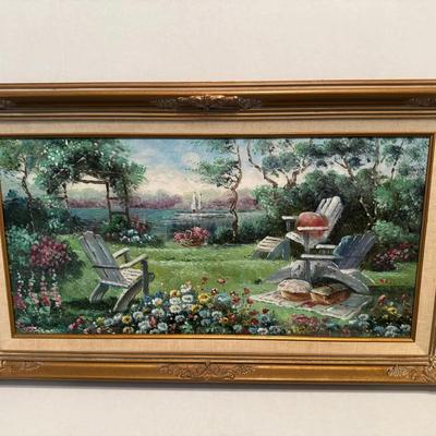 Beautifully Framed Art Featuring A Relaxing Garden Setting