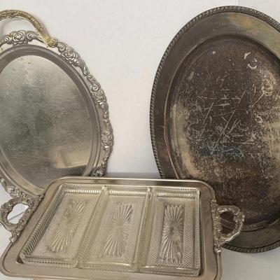 Lot Of Three silver plated Serving Trays