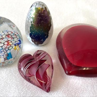 Vintage Art Glass Paperweights, 4pcs