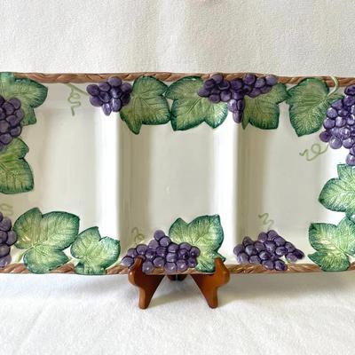 Fitz And Floyd Grapevine Three Section Relish Tray