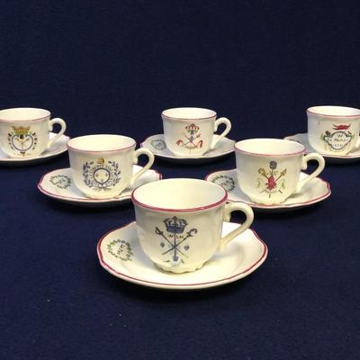 Six, Saint-Amand French Revolution Tea Cups & Saucers (12pcs)