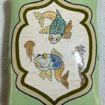 Turov Studio Hand Painted Ceramic Fish Trinket Box