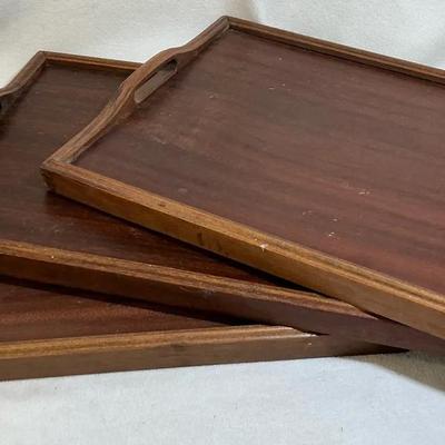 Wood Serving Trays, Vintage, 3 Pcs