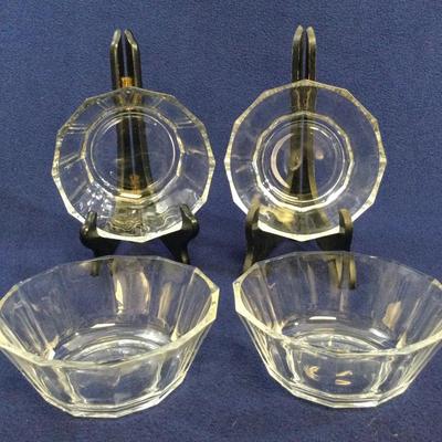 Bormioli Rocco Faceted Clear Glass Bowls (4 Pcs)