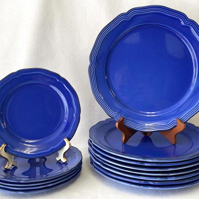 Pierre Deux Cobalt Blue Dishes, 13 pcs