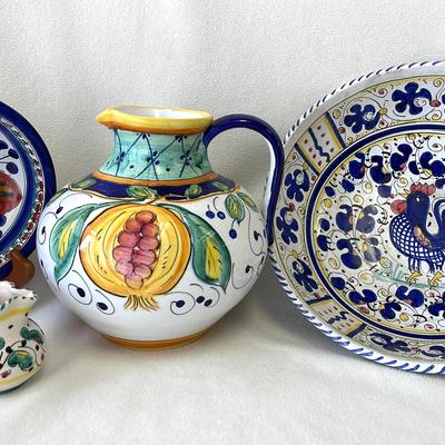 Italian Hand painted Ceramic Pottery, 4pcs