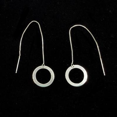 14K White Gold Threader Earrings Dangle