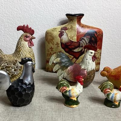 Chickens and Roosters Made of Various Materials