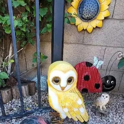 Metal Owl Sculpture, Ladybugs, & Other Patio Decor!