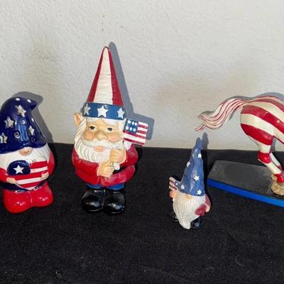 Gnomes And A American Glory Horse, Festive For the 4th Of July 