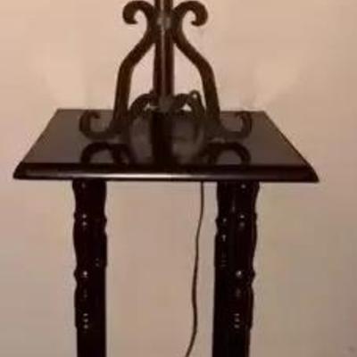 Vintage Stand And Wrought Iron Lamp 