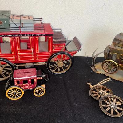 Wagon Decor ( US Mail Metal Wagon, Wells Fargo Piggy Bank Wagon & Other Metal One)
