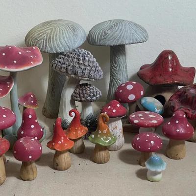 Mushrooms Lot Five (Ceramic And Wood)