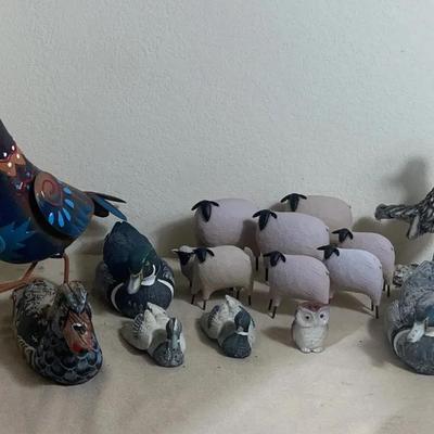 Group Of Decorative Animals,  Lot Five (Various Materials -Wood, Metal And More)