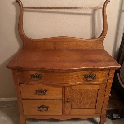 Antique Oak Wash Stand 