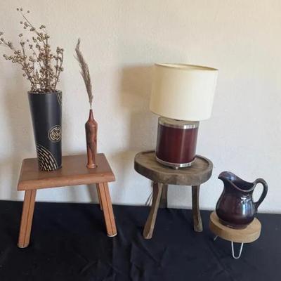 Brown Decor- Small Stands, Lamp Decor Lot 