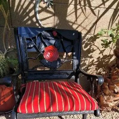 Wrought Iron & Wood Patio Chair