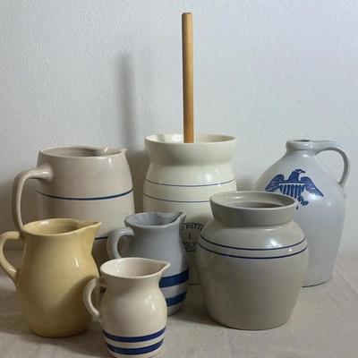 Antique & VTG Stoneware (Miali Pottery butter churn, Pfaltzgraff Yorktowne, Yesteryears, Pots +)