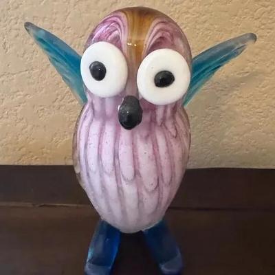 Handblown 8 Inch Glass Owl
