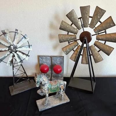 Metal Decor (Windmills (2), A Horse And Called Holders
