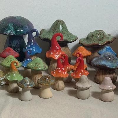 Mushrooms Lot One (Ceramic And Glass)