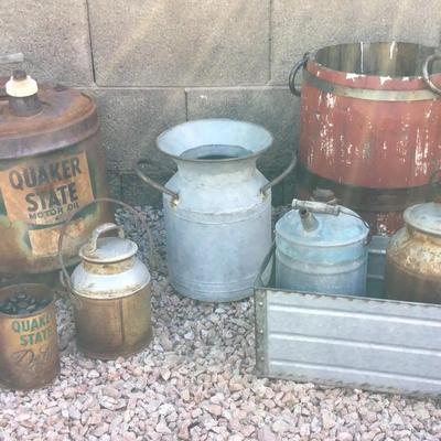 Antique Metal Jugs And More