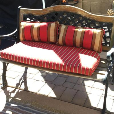 Rustic Metal And Wood Outdoor Bench