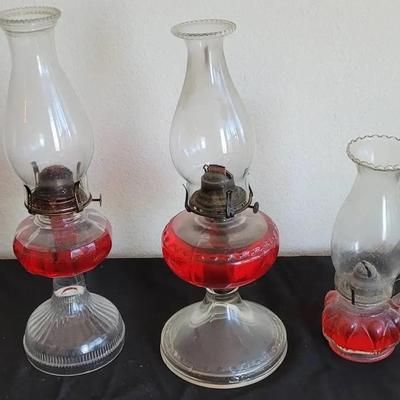 Vintage Oil Lamps - Queen Ann No. 2, Victor No., & Another