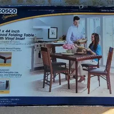 Cosco 32 X 44 Inch Wood Folding Table W/ Vinyl Inset