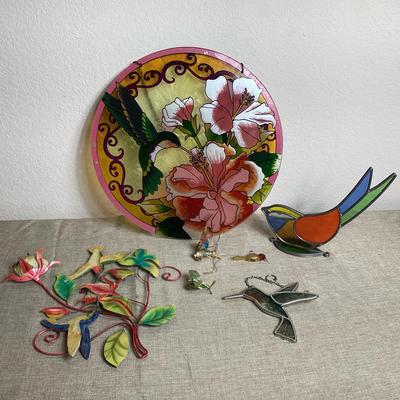 Colorful Hummingbirds Stained Glass, And Metal Decor