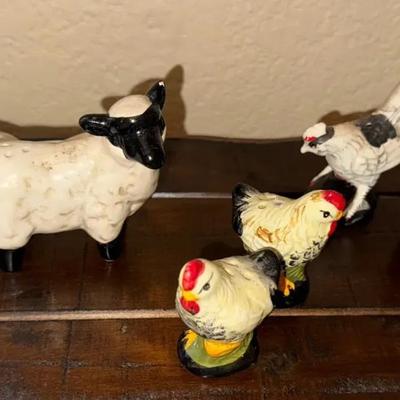 Vintage Farm Animals Salt And Pepper Shakers