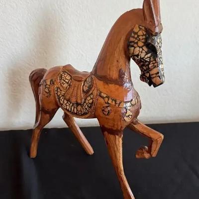 Carved Wooden Horse (Made In Indonesia)