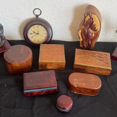 Collection Of Wooden Box, Woodem Horse Puzzke Box, Horse Decor And More
