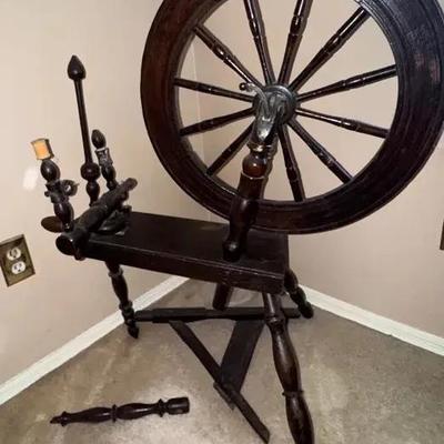 Antique Spinning Wheel (Needs A Bandaid)
