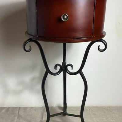 Small Round Wooden Side Table with Drawer