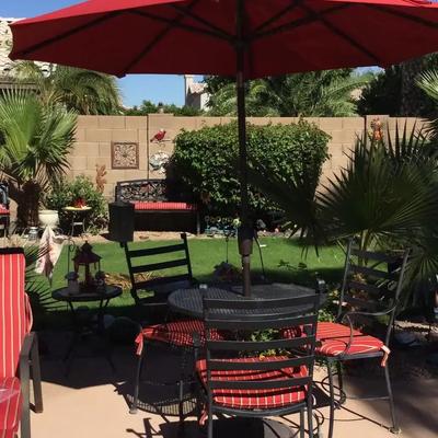 Super Cute Three Chair Bistro Set With Umbrella