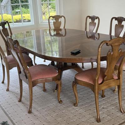 Inlaid custom dining table w 10 chairs from
Carmel ca estate